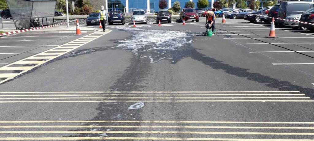 A carpark after McBreen Environmental Services Emergency response team cleaned up a spill