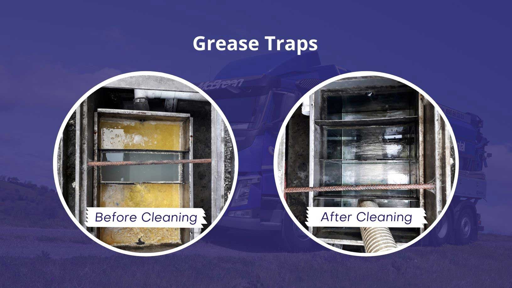 Grease Traps before and after cleaning
