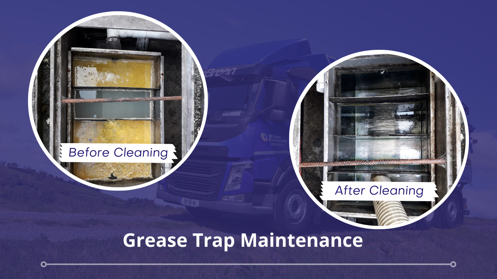 Grease trap before and after